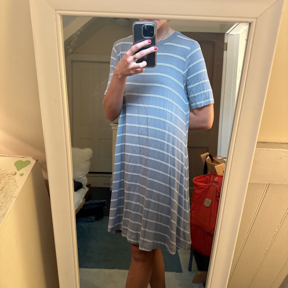 Lou & Grey tshirt dress. Grey stripe size small